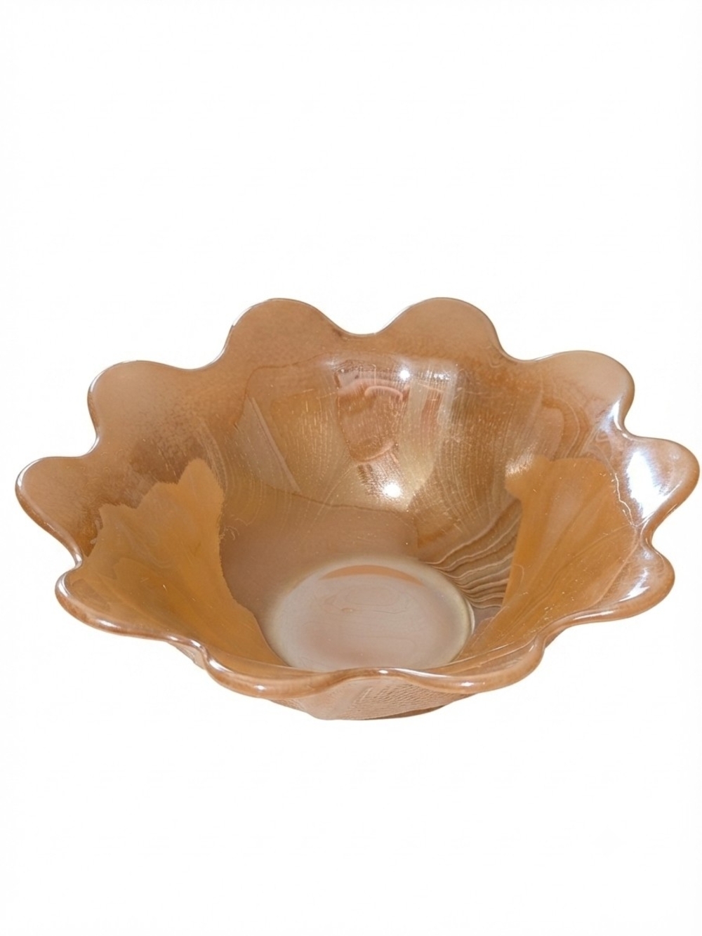 Retro Anchor Hocking "Fire-King"  Iridescent Marigold Carnival Desert Dish 🍨